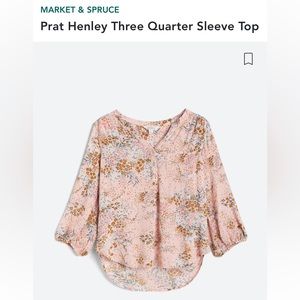 Market & Spruce Prat Henley Three Quarter Sleeve Top NWT